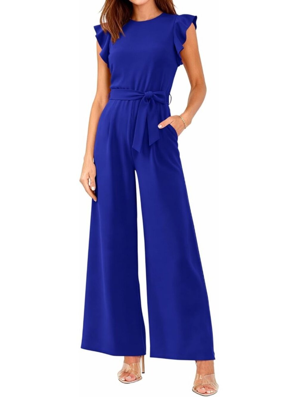Chic Cap Sleeve Wide Leg Jumpsuit for Women - Dressy Romper for Any Occasion
